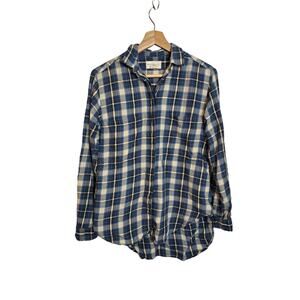 Denim & Supply Women's Navy Blue Plaid Long Sleeve Button Front Shirt Size XS